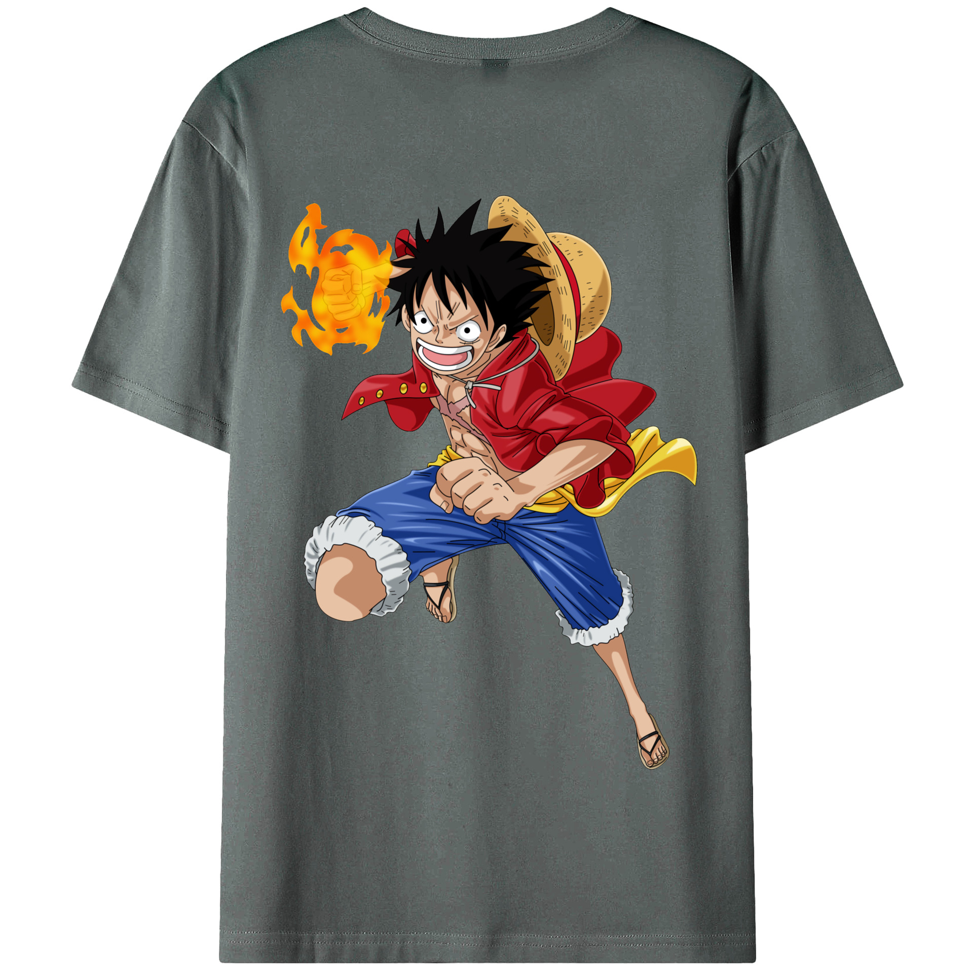 ワンピース モンキー・D・ルフィ ONE PIECE Monkey D. Luffy 綿100％半袖Tシャツ（背面プリント）